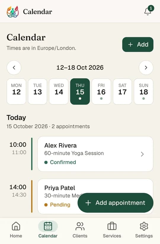 The week calendar