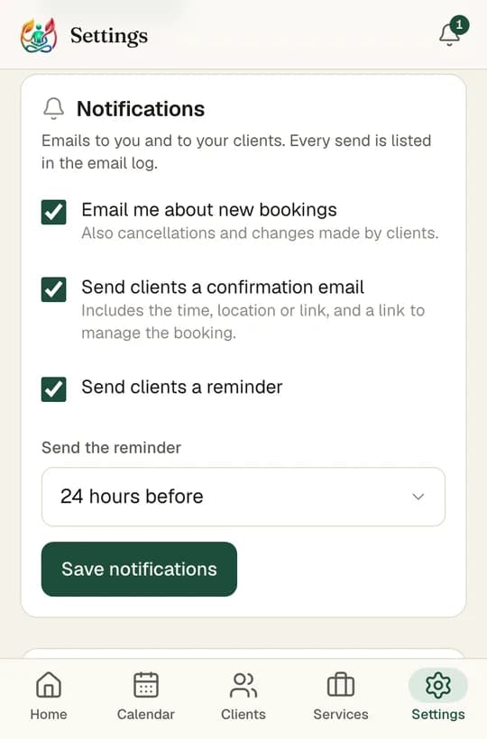 Notification settings