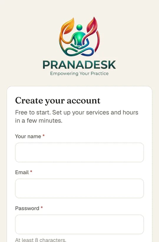 The Create your account form